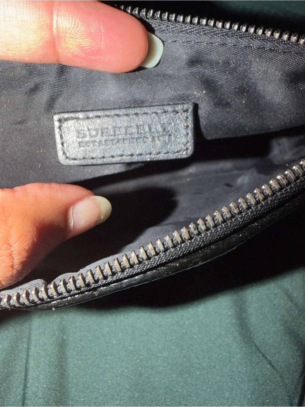 Authentic Burberry Black Plaid Leather Trim small Bag